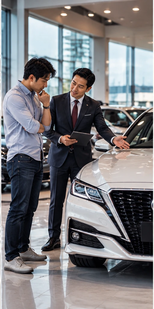 Automotive consultant discussing a vehicle with a customer