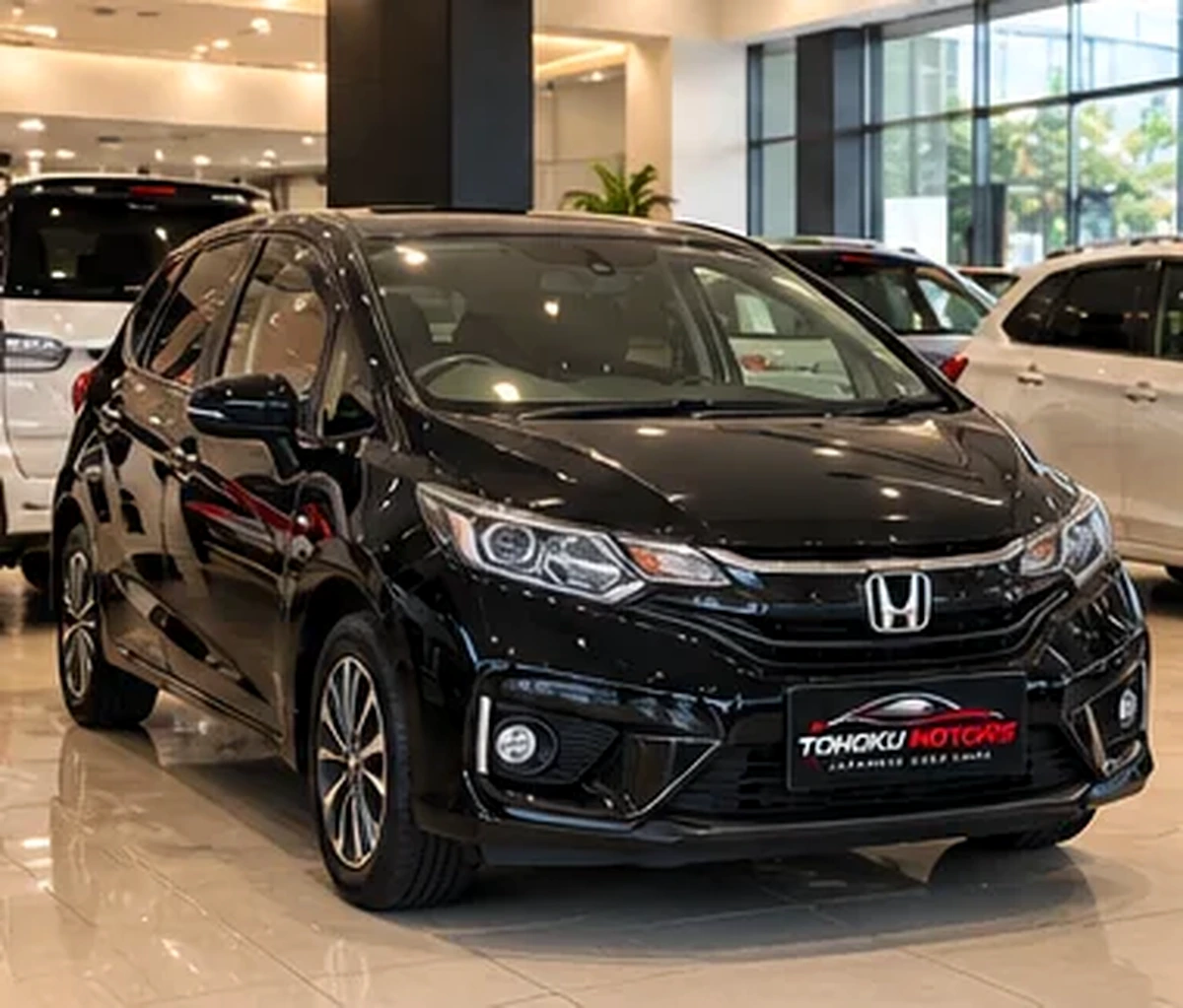Japanese vehicle exterior details in showroom lighting